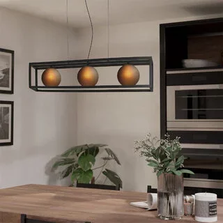 Hanglamp Arangona 3-lichts  zwart mat glas