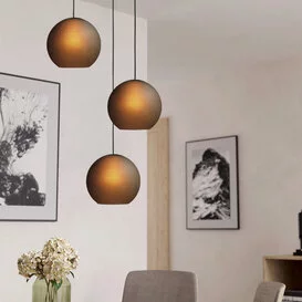 Hanglamp Arangona 3-lichts getrapt  zwart mat glas
