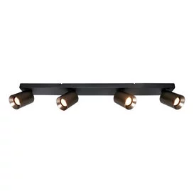Opbouwspot Strano 4-lichts balk zwart/gunmetal
