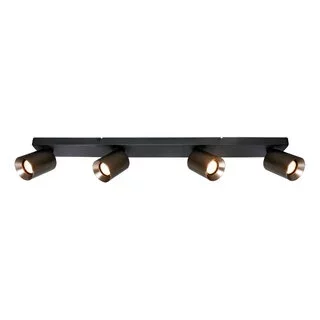Opbouwspot Strano 4-lichts balk zwart/gunmetal