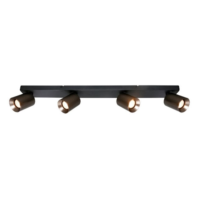 Opbouwspot Strano 4-lichts balk zwart/gunmetal