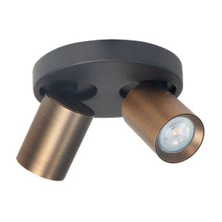 Opbouwspot Oliver 2-lichts zwart brons