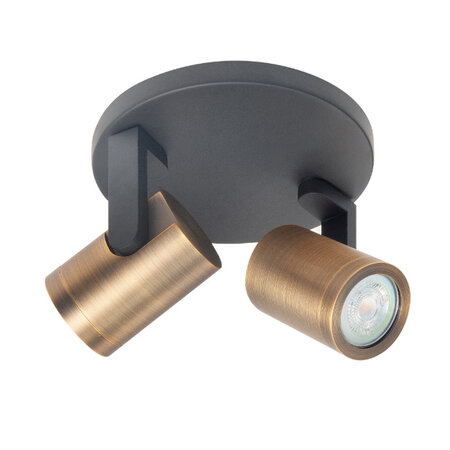 Highlight Modern Industrieel opbouwspot Halo 2-lichts zwart brons