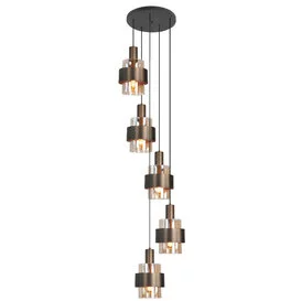 Hanglamp Marrone 5-lichts brons getrapt