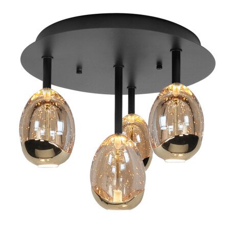 Highlight Modern design plafondlamp Golden Egg 4 lichts zwart goud
