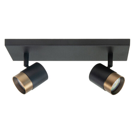 Highlight Modern Industrieel opbouwspot Savona 2-lichts balk zwart brons