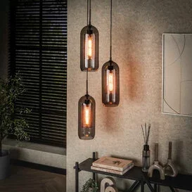 Hanglamp Mistral 3-lichts getrapt smoke