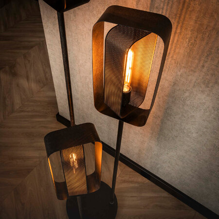 BelaLuz Industriële vloerlamp Echo 3-lichts charcoal