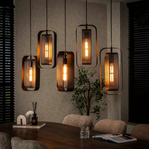 BelaLuz Industriële hanglamp Echo 5-lichts charcoal