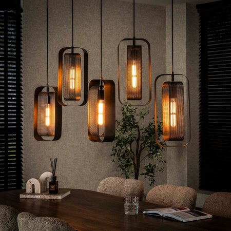 BelaLuz Industriële hanglamp Echo 5-lichts charcoal