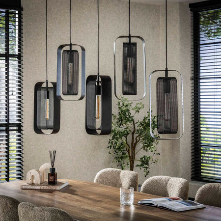 BelaLuz Industriële hanglamp Echo 5-lichts charcoal