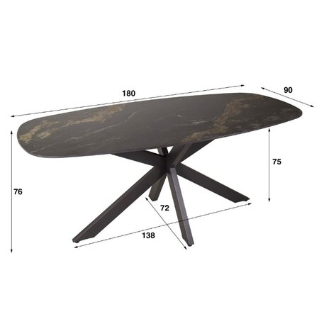 BelaLuz Modern Hotel Chique eetkamertafel Polaris 180 cm deens ovaal