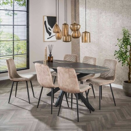 BelaLuz Modern Hotel Chique eetkamertafel Polaris 180 cm deens ovaal