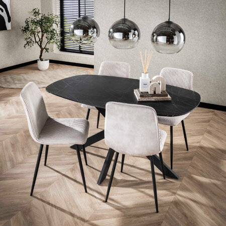 BelaLuz Modern Hotel Chique eetkamertafel Monte 150 cm deens ovaal 150