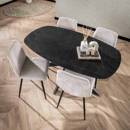 BelaLuz Modern Hotel Chique eetkamertafel Monte 150 cm deens ovaal 150