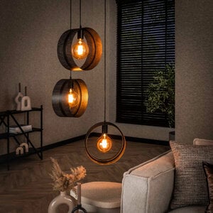 BelaLuz industrieel hanglamp Pluto 3-lichts getrapt charcoal