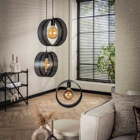 BelaLuz industrieel hanglamp Pluto 3-lichts getrapt charcoal
