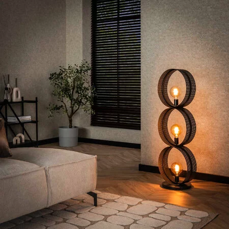 BelaLuz industrieel design vloerlamp Pluto 3-lichts charcoal