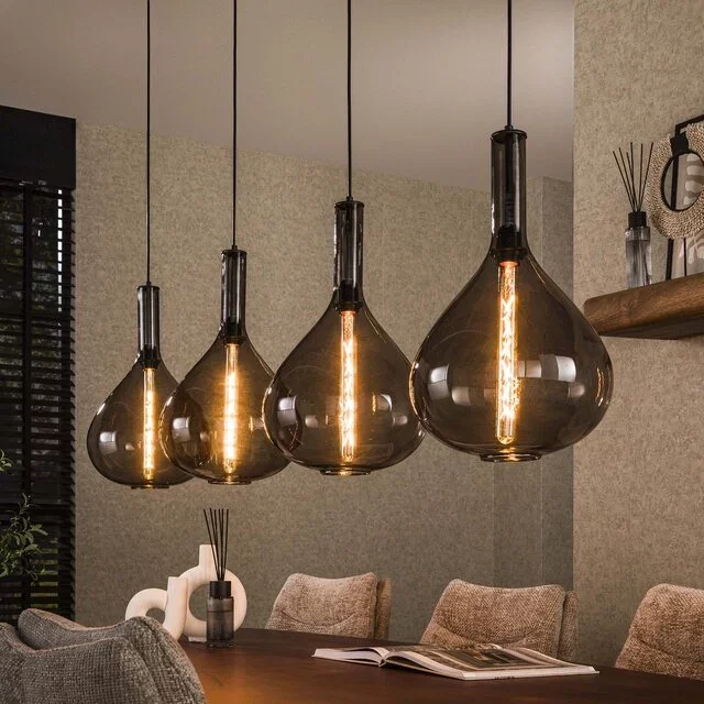 Hanglamp Pioggia 4-lichts smoke