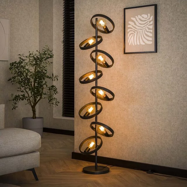 Vloerlamp Hera 8-lichts charcoal