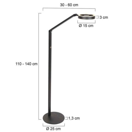 Steinhauer Modern Scandinavisch vloerlamp Ringlux zwart
