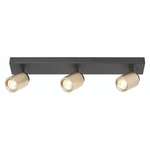 Freelight Modern Hotel Chique Razza opbouwspot 3-lichts balk zwart goud