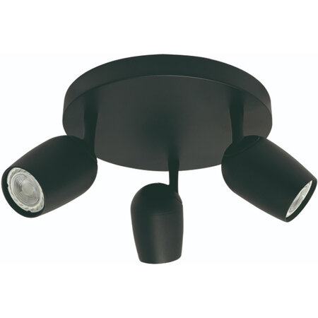 Freelight Modern Industrieel opbouwspot Trova 3-lichts rond zwart