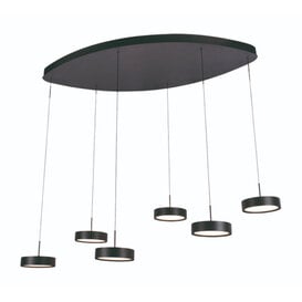 Hanglamp Alieno 6-lichts ovaal zwart