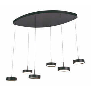Hanglamp Alieno 6-lichts ovaal zwart
