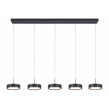 Freelight Modern industrieel hanglamp Alieno 5-lichts balk zwart