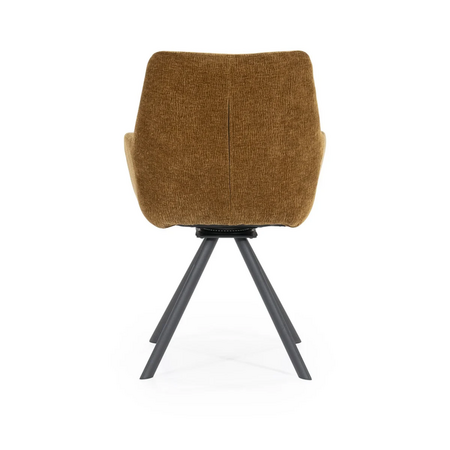 By-Boo Modern Scandinavisch eetkamerstoel Bliss mosterd met armleuning