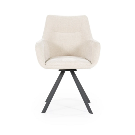 By-Boo Modern Scandinavisch eetkamerstoel Bliss beige met armleuning