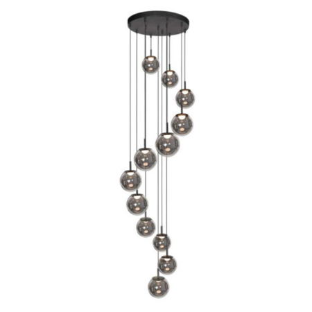 Steinhauer Modern Hotel Chique hanglamp Bollique 12-lichts zwart met smoke glas
