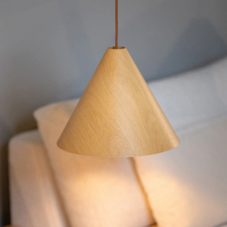 ETH Scandinavisch Landelijk hanglamp Robin 1-lichts Ø33 cm eikenhout