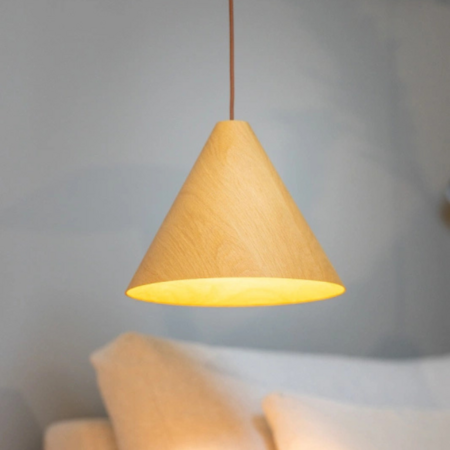ETH Scandinavisch Landelijk hanglamp Robin 1-lichts Ø33 cm eikenhout