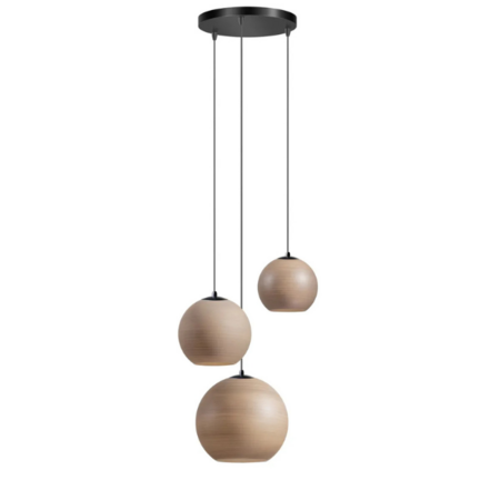 ETH Modern Scandinavisch Orb Saturn hanglamp 3-lichts getrapt taupe