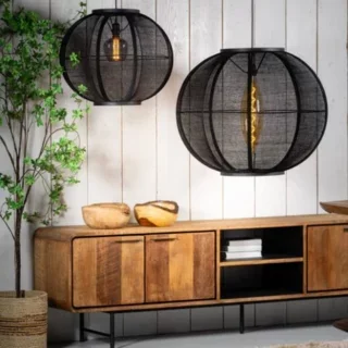 Hanglamp Fabric 1-lichts zwart Ø68 cm