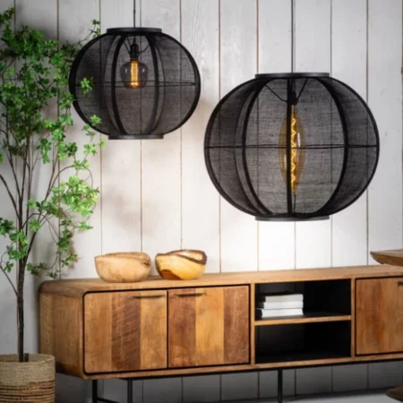 ETH Oosterse hanglamp Fabric 1-lichts Ø88 cm zwart