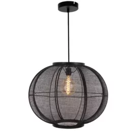 Hanglamp Fabric 1-lichts zwart Ø58 cm
