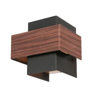 Wandlamp Muro 1-lichts zwart houtlook