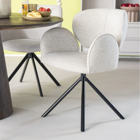Eleonora Modern Scandinavisch eetkamerstoel Rosalin Moon beige