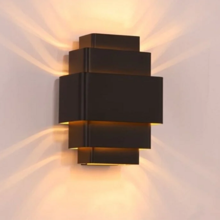 Artdelight Moderne Design wandlamp Layers 3-lichts zwart goud