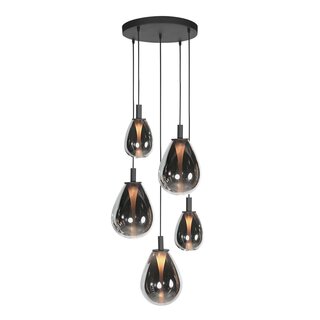 Hanglamp Glimsy 5-lichts smoke getrapt