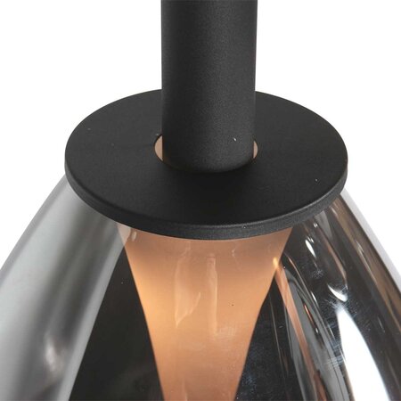 Steinhauer Design modern hanglamp Glimsy 1-lichts zwart met smoke glas