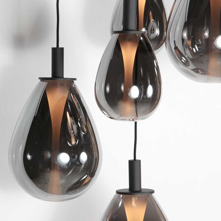 Steinhauer Design modern hanglamp Glimsy 1-lichts zwart met smoke glas