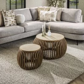 Salontafel Nuovo 2-set curve travertin mangohout