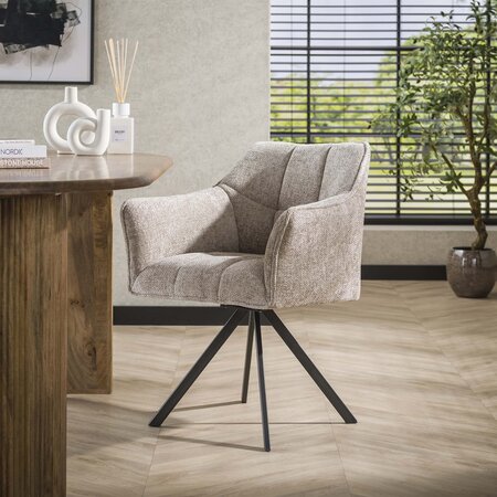 BelaLuz Moderne Scandinavische eetkamerstoel Turn Rich zandkleur