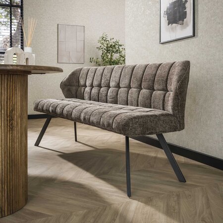 BelaLuz Moderne Scandinavische eetkamerbank Turn Rich taupe