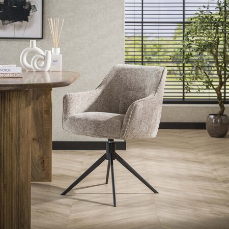 BelaLuz Modern Hotel Chique eetkamerstoel Flow Hoven zandkleur