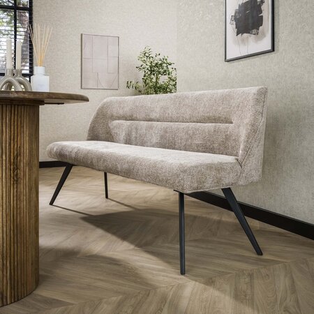 BelaLuz Modern Hotel Chique eetkamerbank Flow Hoven zandkleur